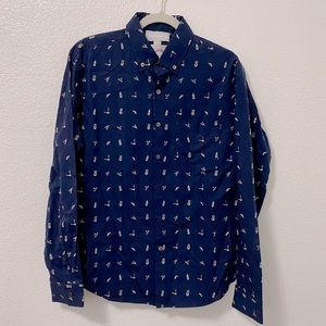 Blue Print Button Down